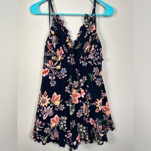Free People NWOT Navy Blue Corduroy Floral Mini Dress, size S, small